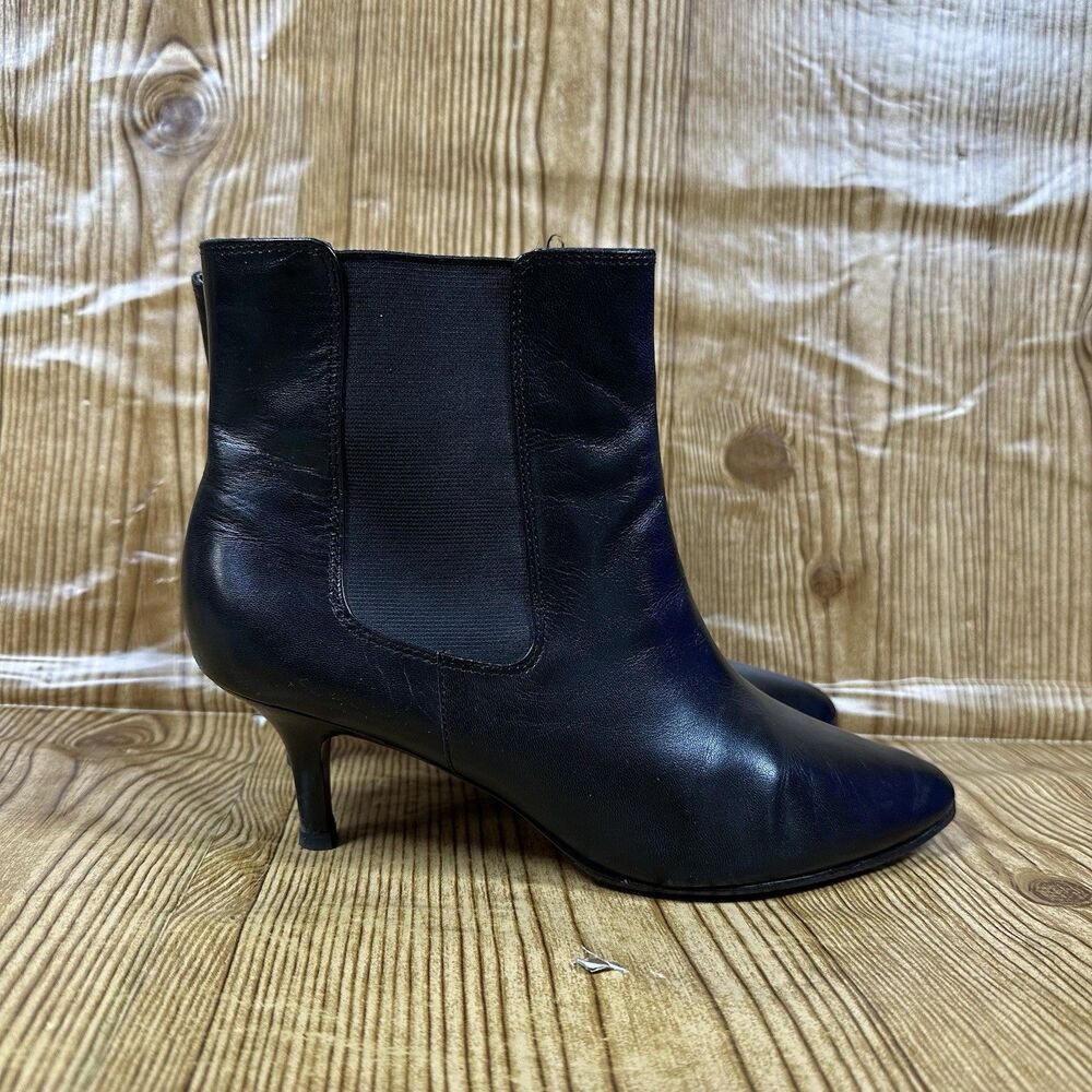 Lauren Ralph Lauren Nathalie Boots Women’s 8B Black Leather Ankle Kitten Heel
